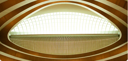 Zurich – curved wooden ceiling with an oval skylight